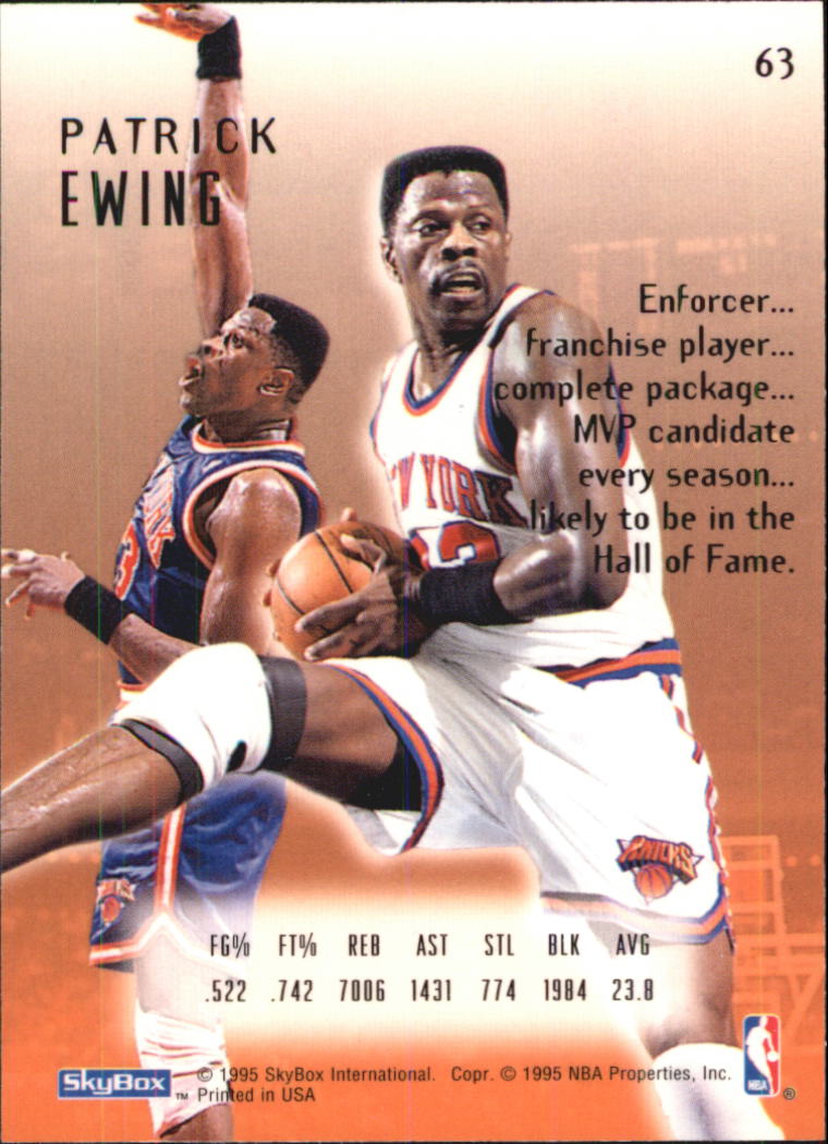 1994-95 Emotion #63 Patrick Ewing back image