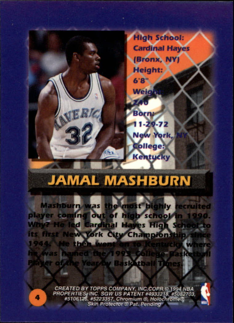 1994-95 Finest #4 Jamal Mashburn CY back image