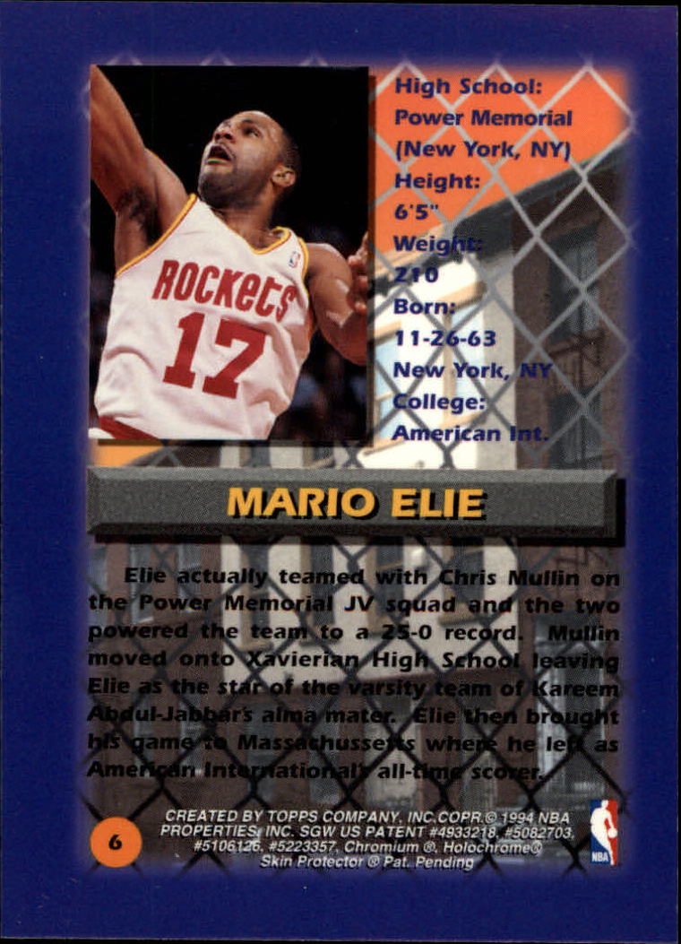 1994-95 Finest #6 Mario Elie CY back image