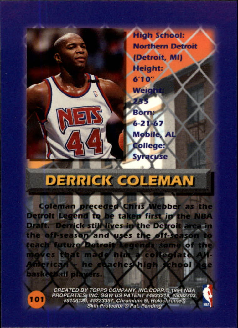 1994-95 Finest #101 Derrick Coleman CY back image