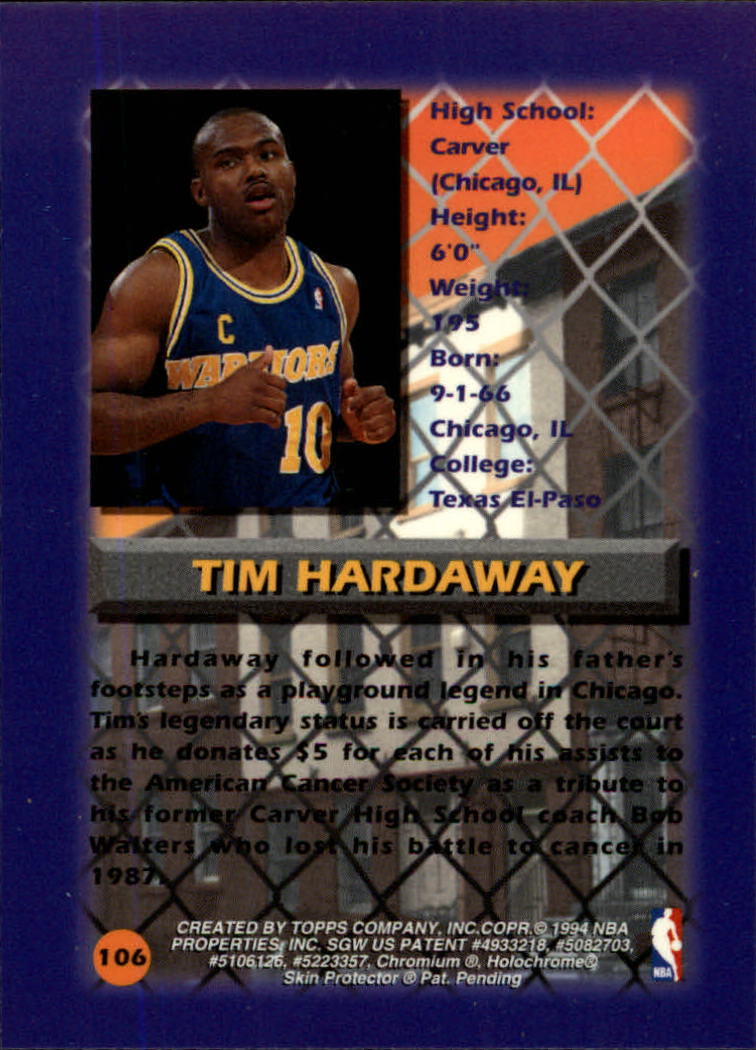 1994-95 Finest #106 Tim Hardaway CY back image