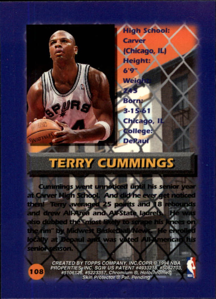 1994-95 Finest #108 Terry Cummings CY back image