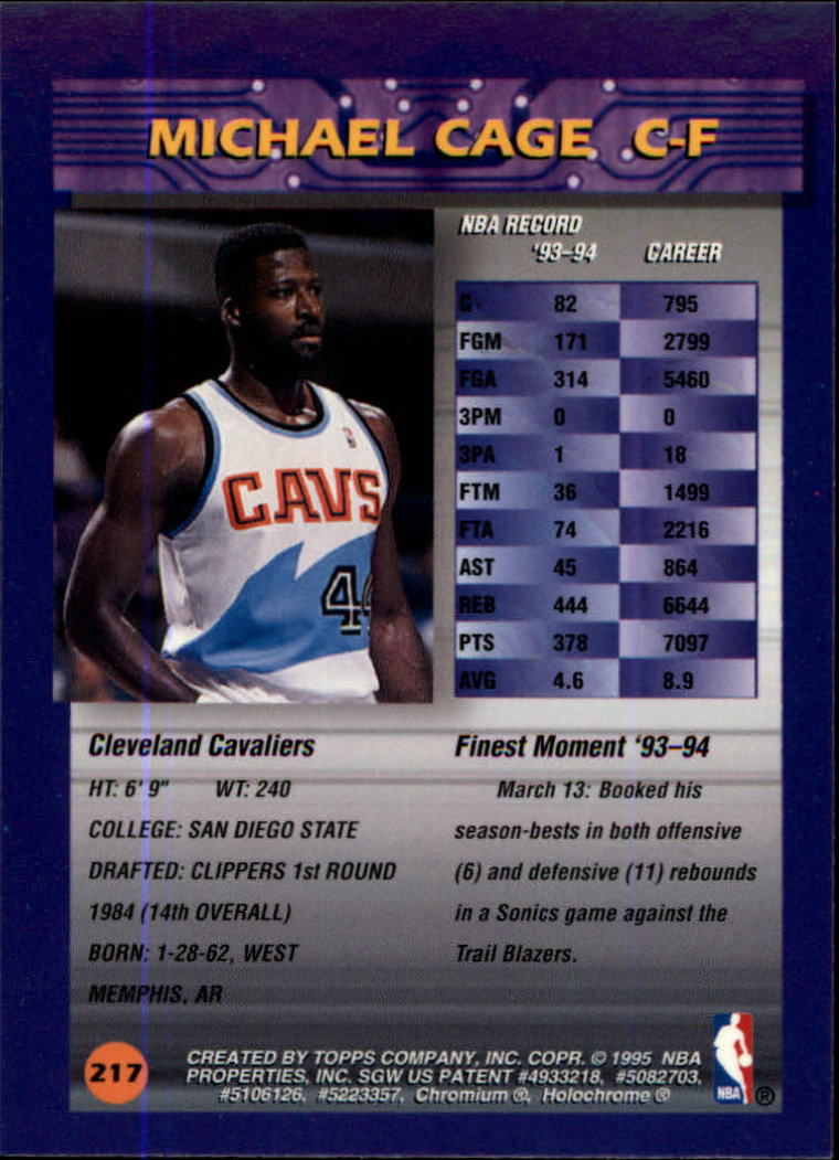 1994-95 Finest #217 Michael Cage back image