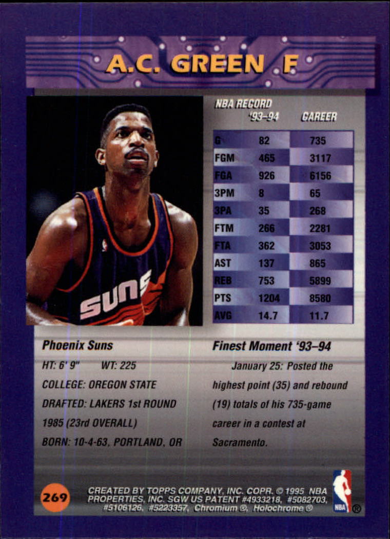 1994-95 Finest #269 A.C. Green back image