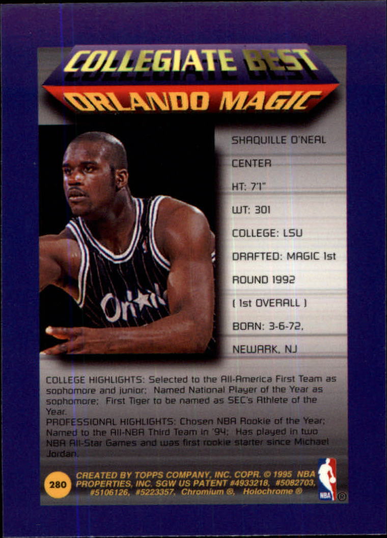 1994-95 Finest #280 Shaquille O'Neal CB back image