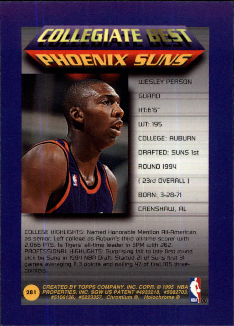 1994-95 Finest #281 Wesley Person CB back image