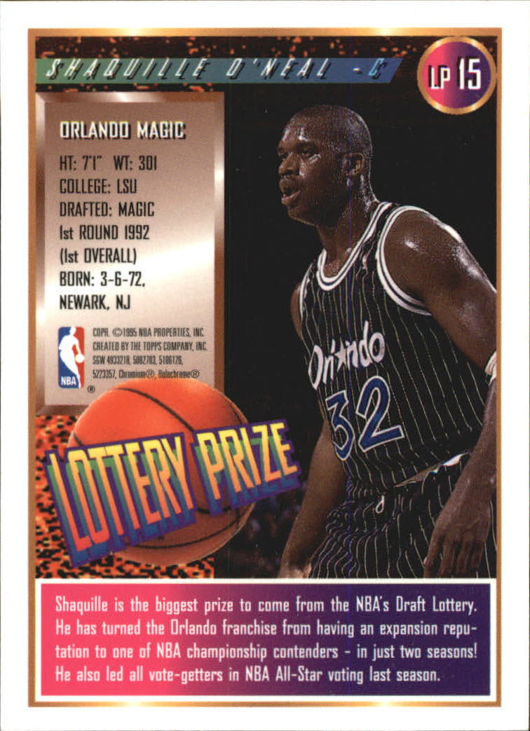 1994-95 Finest Lottery Prize #LP15 Shaquille O'Neal back image