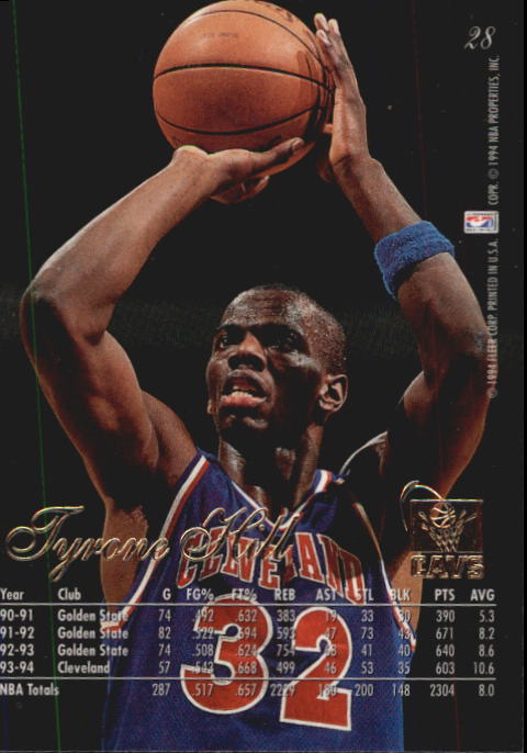 1994-95 Flair #28 Tyrone Hill back image