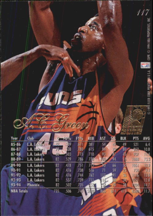 1994-95 Flair #117 A.C. Green back image