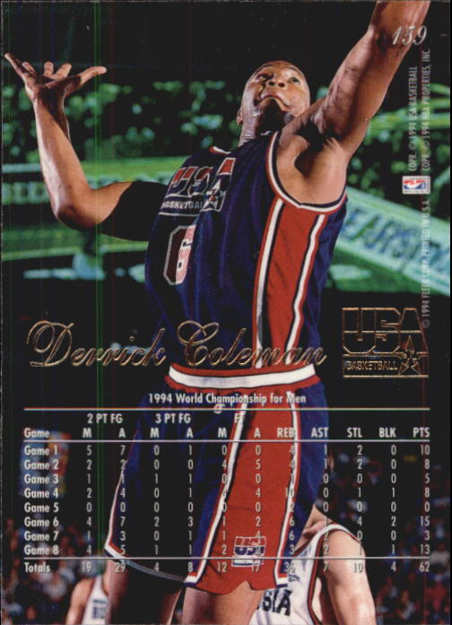1994-95 Flair #159 Derrick Coleman USA back image