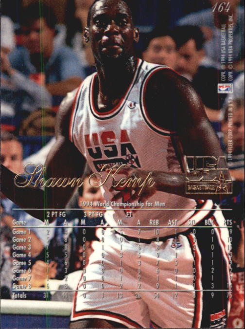 1994-95 Flair #164 Shawn Kemp USA back image