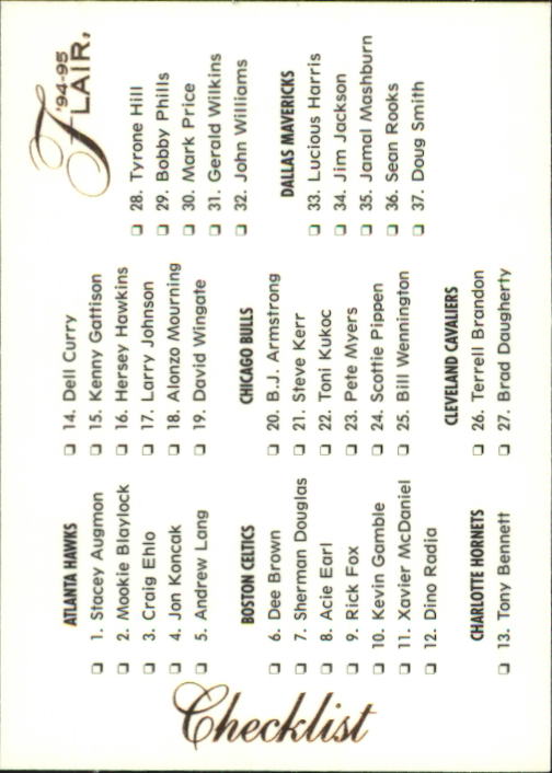 1994-95 Flair #173 Checklist