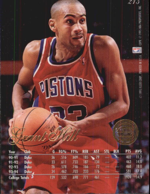 1994-95 Flair #213 Grant Hill RC back image