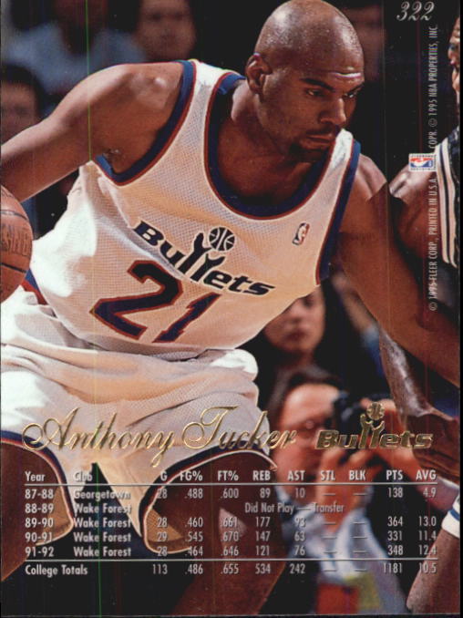 1994-95 Flair #322 Anthony Tucker RC back image