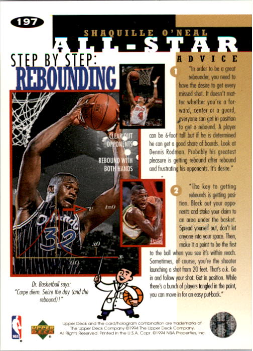 1994-95 Collector's Choice #197 Shaquille O'Neal ASA back image