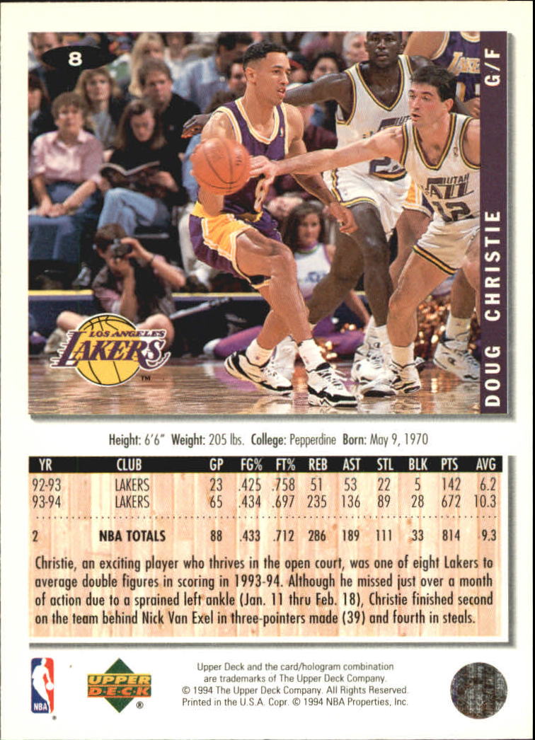 1994-95 Collector's Choice Silver Signature #8 Doug Christie back image