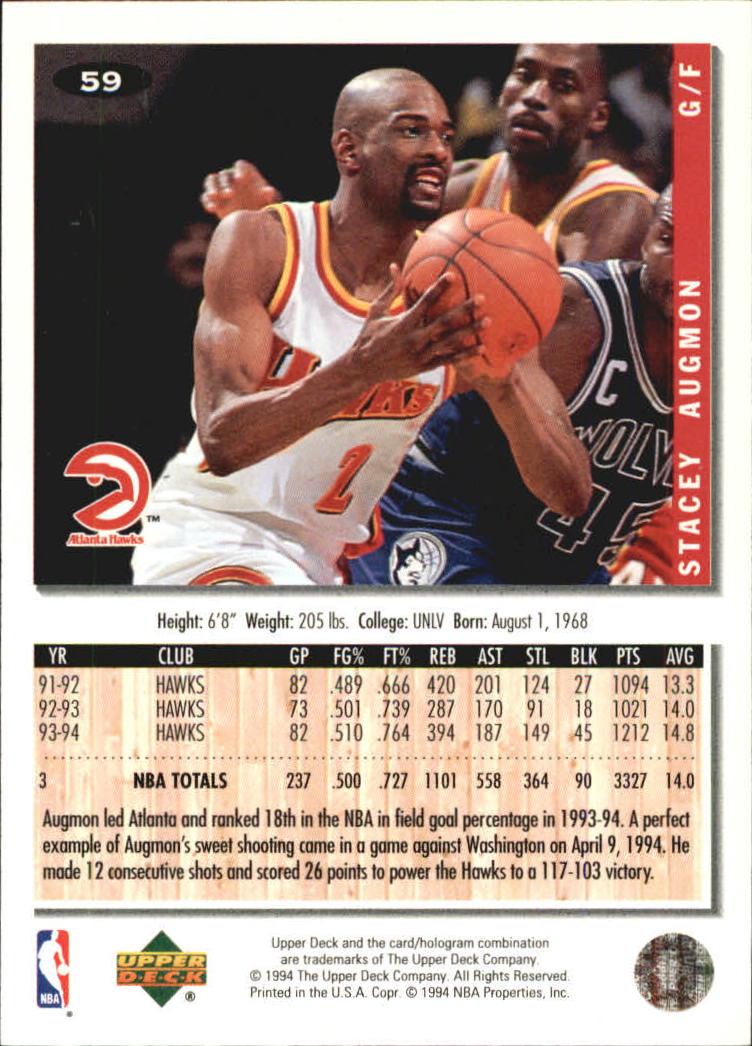 Stacey Augmon autographed Basketball Card (Atlanta Hawks) 1993 Fleer #1