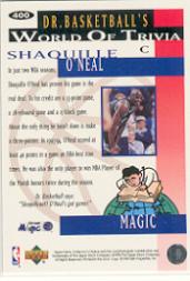 1994-95 Collector's Choice Gold Signature #400 Shaquille O'Neal TRIV back image