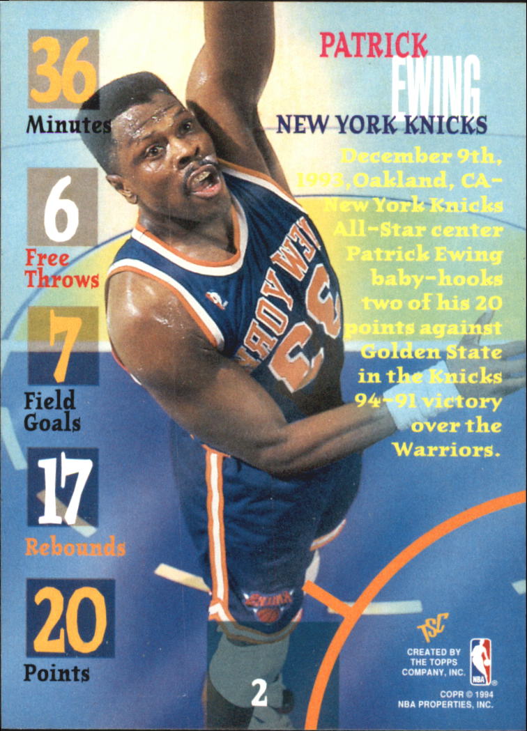 1994-95 Stadium Club Super Teams NBA Finals #2 Patrick Ewing TG back image