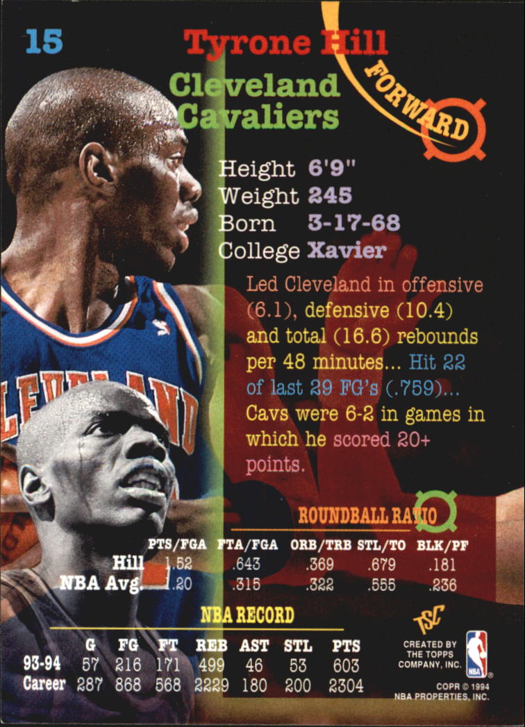 1994-95 Stadium Club Super Teams NBA Finals #15 Tyrone Hill back image