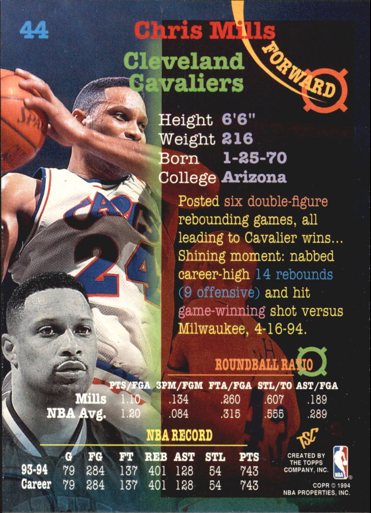 1994-95 Stadium Club Super Teams NBA Finals #44 Chris Mills back image