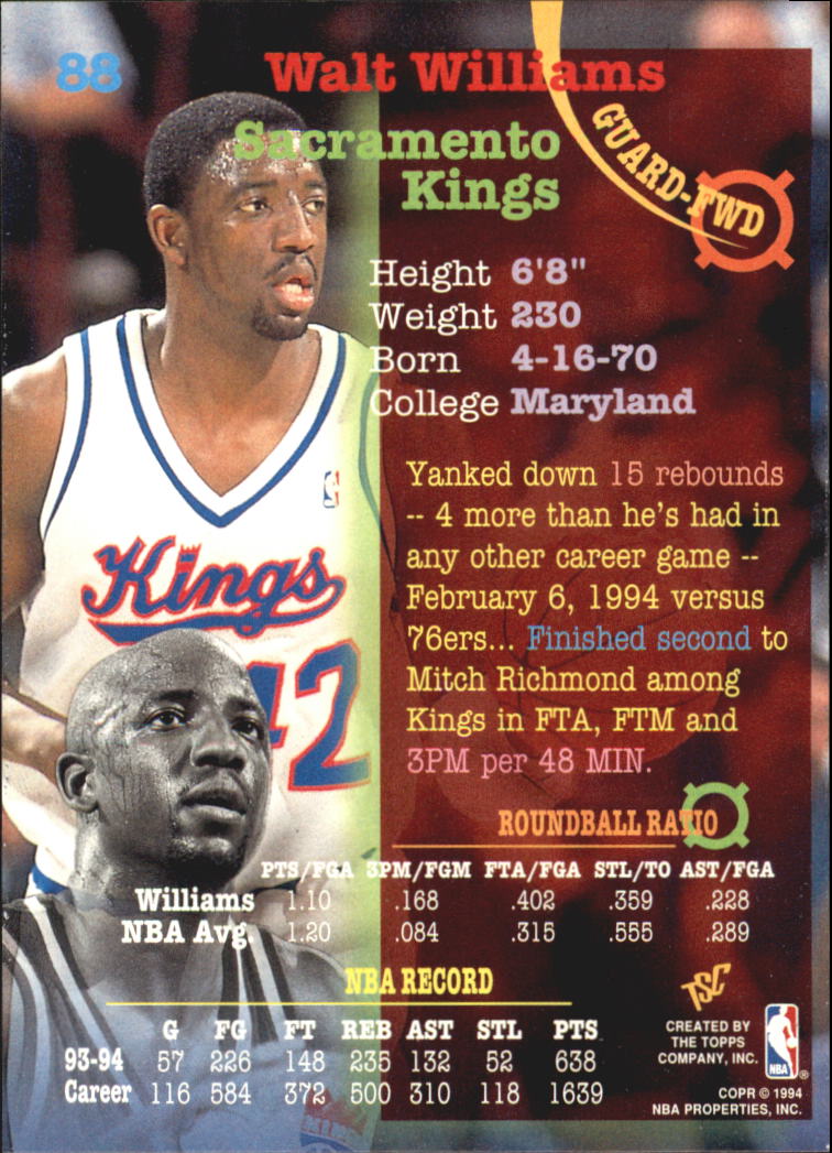 1994-95 Stadium Club Super Teams NBA Finals #88 Walt Williams back image