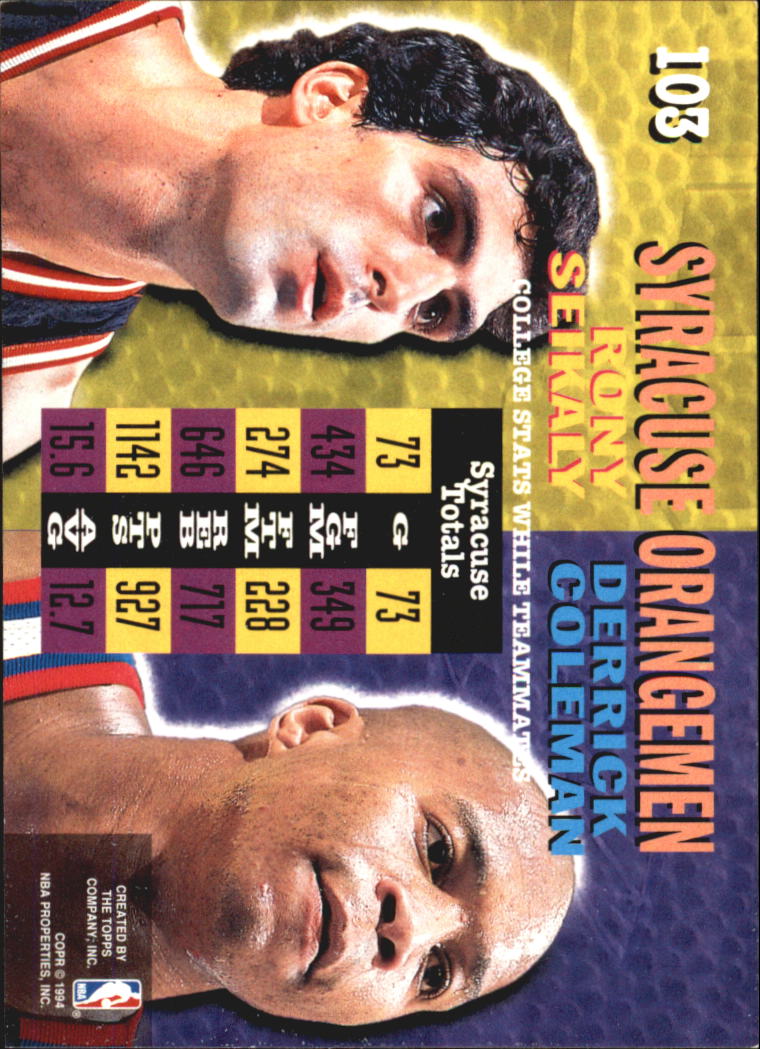 1994-95 Stadium Club Super Teams NBA Finals #103 Rony Seikaly CT/Derrick Coleman CT back image
