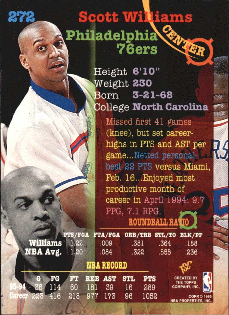 1994-95 Stadium Club Super Teams NBA Finals #272 Scott Williams back image