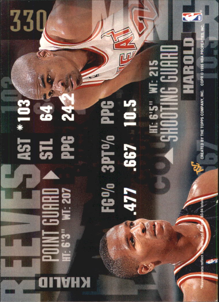 1994-95 Stadium Club Super Teams NBA Finals #330 Harold Miner BCT/Khalid Reeves back image