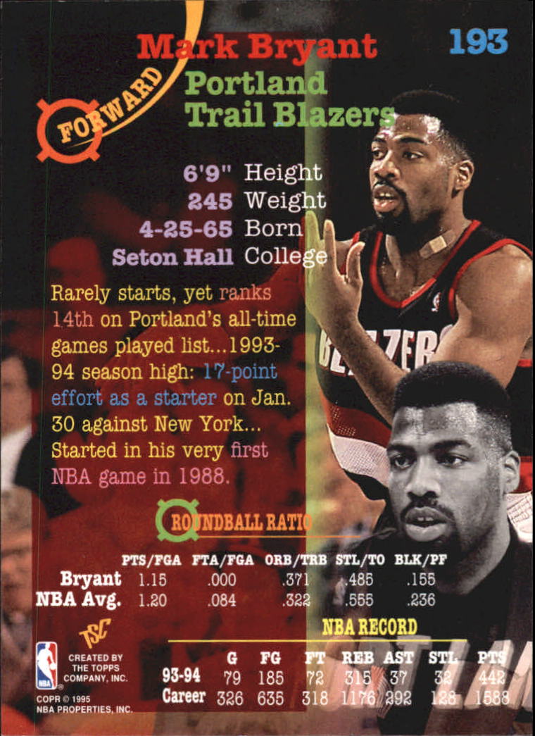 1994-95 Stadium Club Basketball Members Only Singles (#182-362) - You Choose - Bild 21 von 313