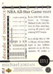 1994-95 Collector's Choice International French Decade of Dominance #J4 Michael Jordan/NBA All-Star Game Stats back image