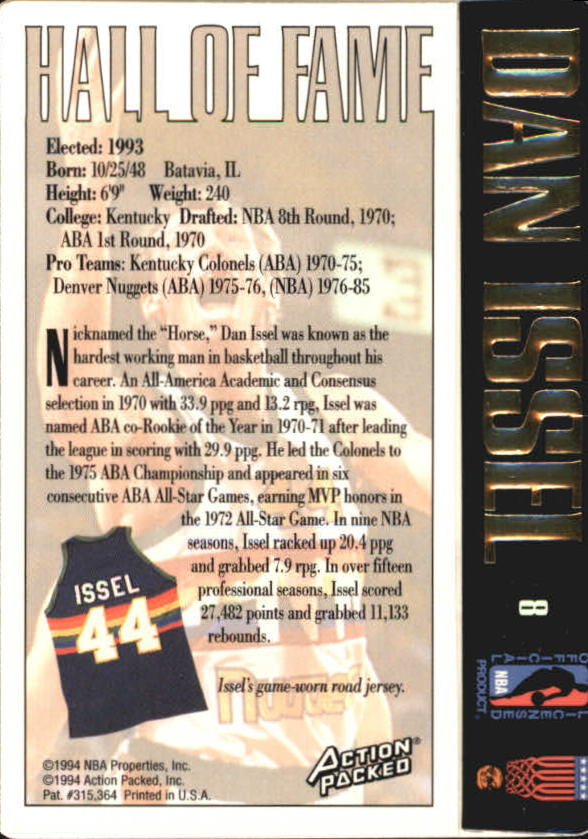 1995 Action Packed Hall of Fame #8 Dan Issel back image