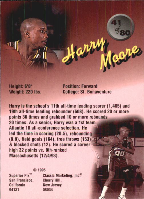 1995 Superior Pix #41 Harry Moore back image