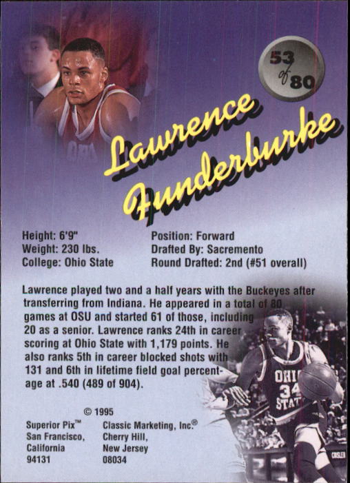 1995 Superior Pix #53 Lawrence Funderburke back image