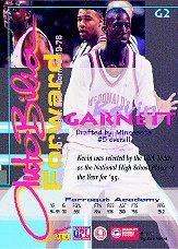 1995 Signature Rookies Autobilia Garnett #G2 Kevin Garnett back image