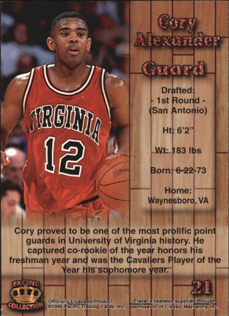 1995 Pacific Prisms #21 Cory Alexander back image