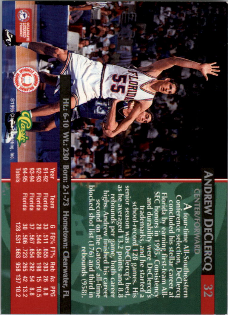 1995 Classic #32 Andrew DeClercq back image