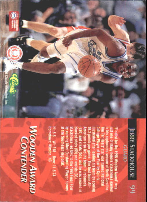 1995 Classic Silver Foil #99 Jerry Stackhouse AW back image