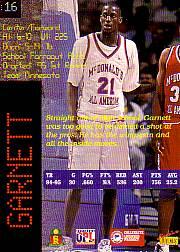 1995 Signature Rookies Prime #16 Kevin Garnett back image