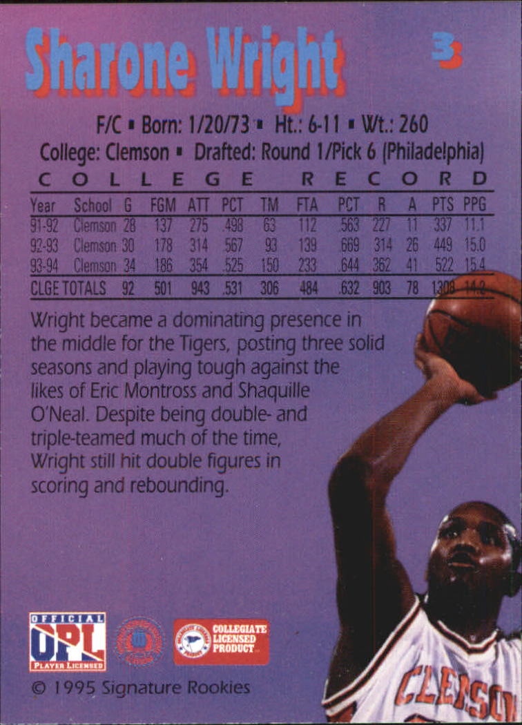 1995 Signature Rookies Kromax #3 Sharone Wright on Fanatics Collect