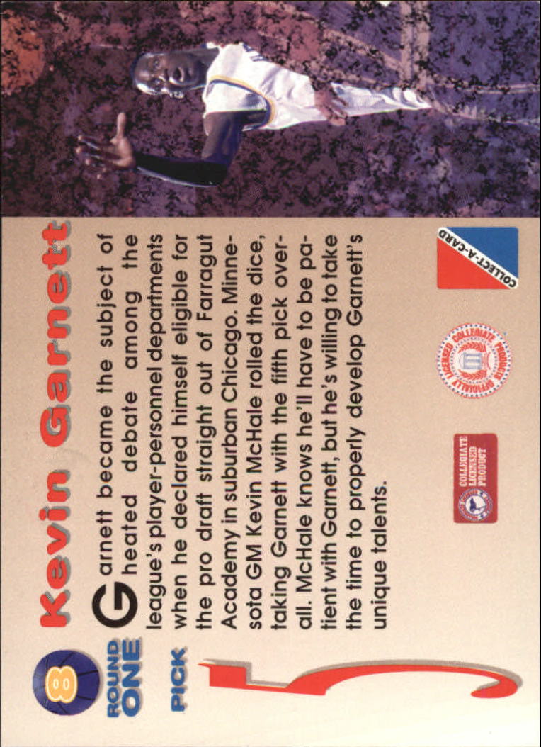 1995 Collect-A-Card #8 Kevin Garnett back image
