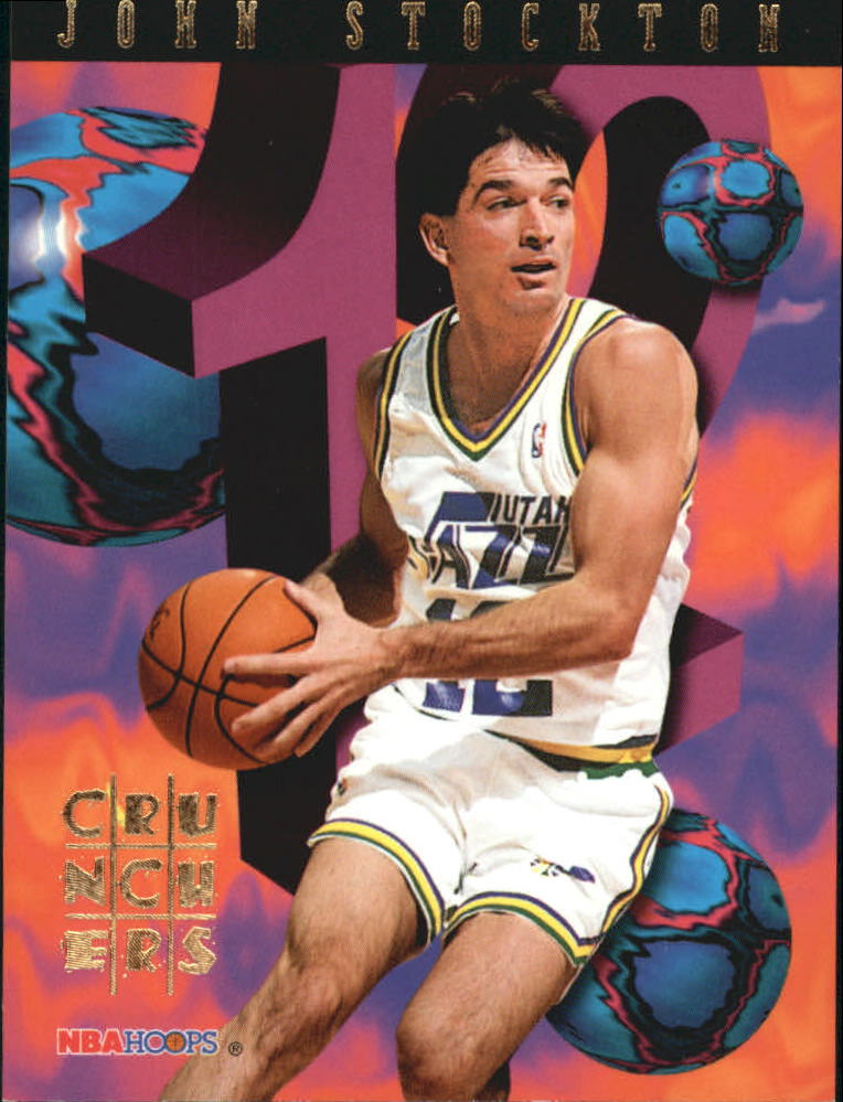 1995-96 Hoops Number Crunchers #23 John Stockton - NM-MT - Three 
