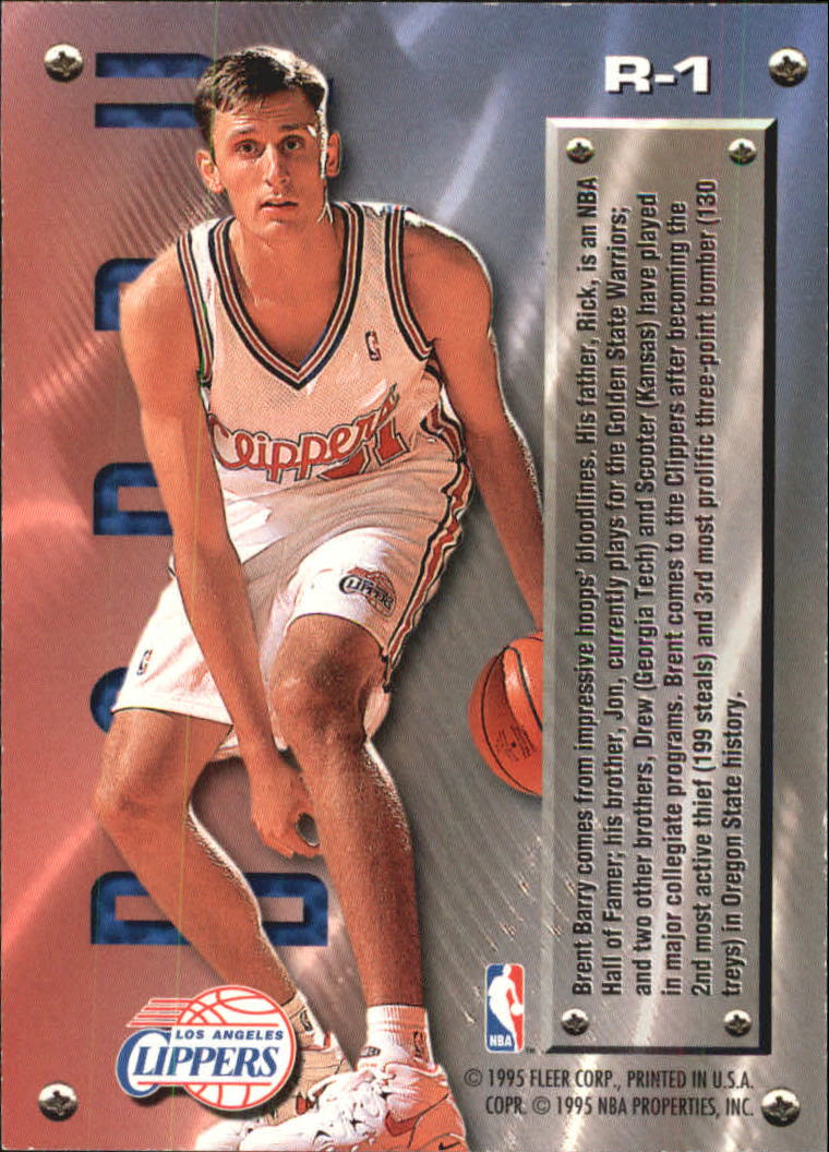 1995-96 Metal Rookie Roll Call #R1 Brent Barry back image