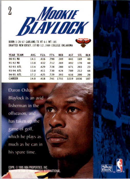 1995-96 SkyBox Premium #2 Mookie Blaylock back image