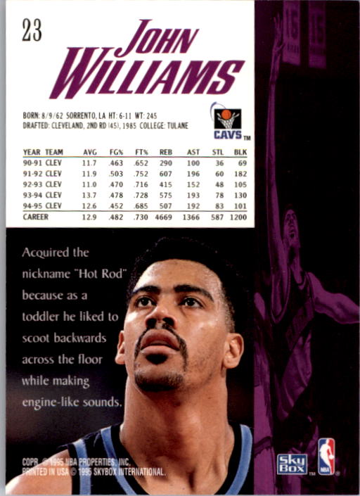 1995-96 SkyBox Premium #23 John Williams back image
