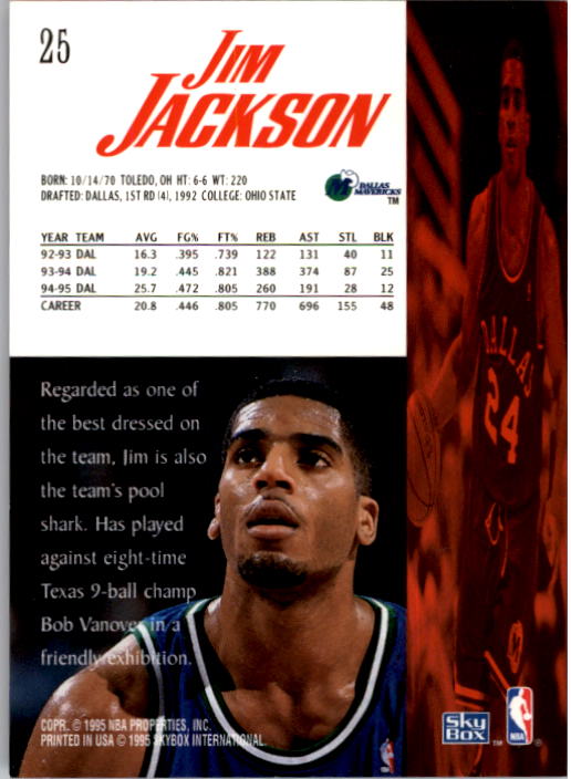 1995-96 SkyBox Premium #25 Jim Jackson back image