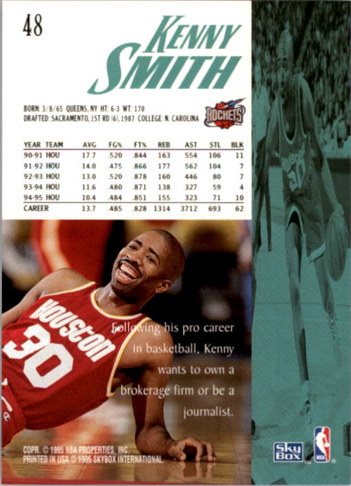 1995-96 SkyBox Premium #48 Kenny Smith back image