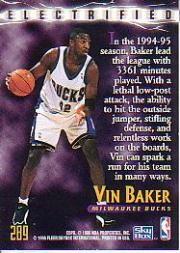 1995-96 SkyBox Premium #289 Vin Baker ELE back image