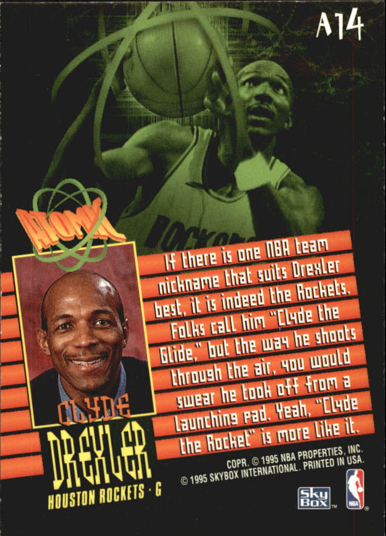 1995-96 SkyBox Premium Atomic #A14 Clyde Drexler back image