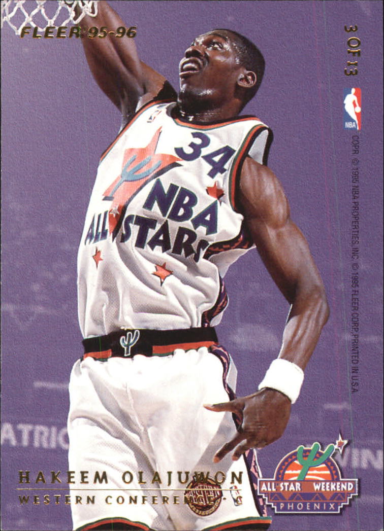 1995-96 Fleer All-Stars #3 Shaquille O'Neal/Hakeem Olajuwon back image